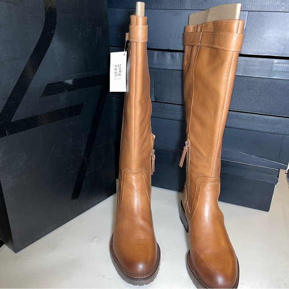 New 27 edit naturalizer cayce leather chestnut boots wide calf size 8.5 M - Picture 2 of 15